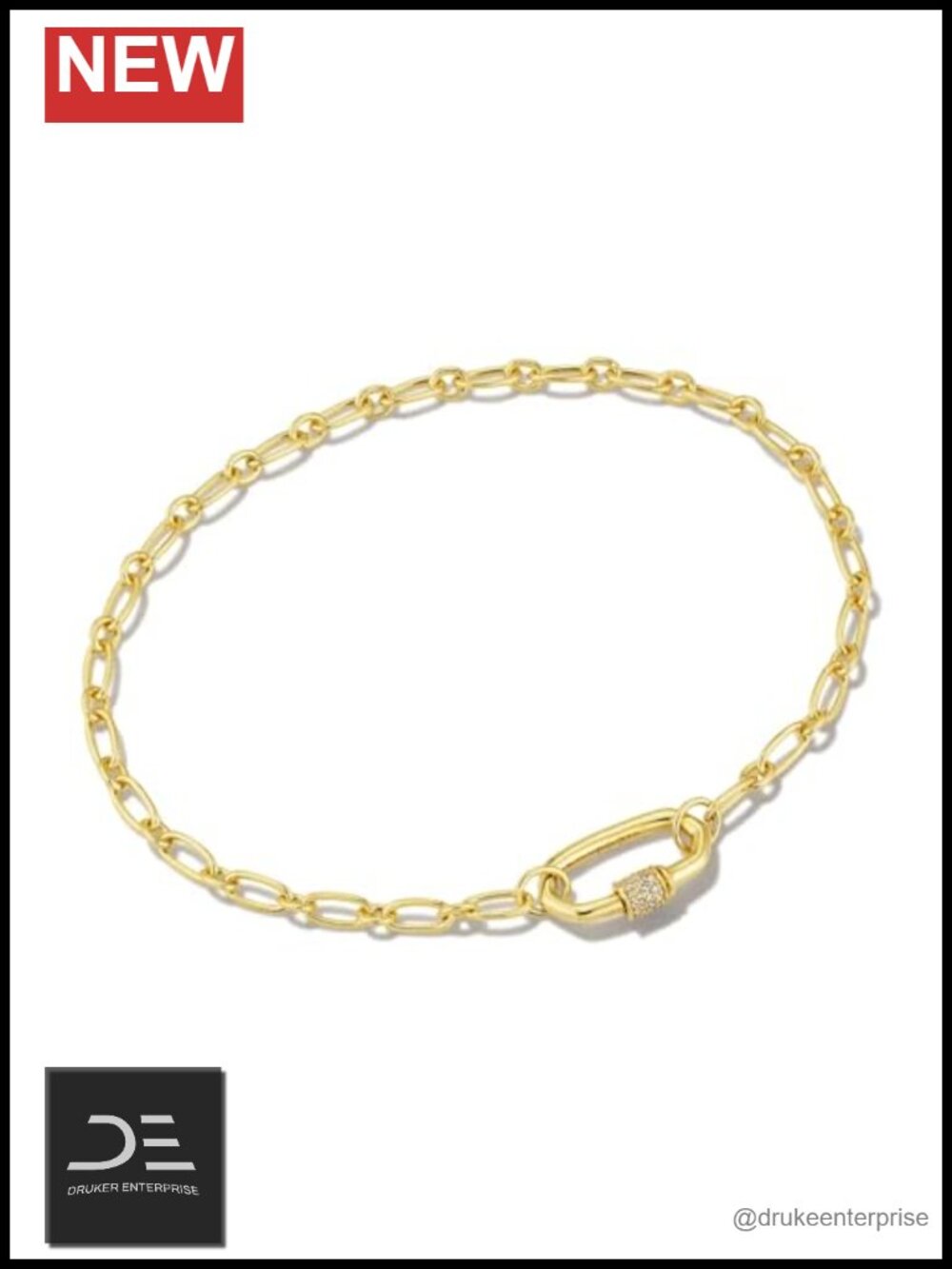 18k Gold Vermeil Sterling Silver Chain Link Bracelet White Sapphire